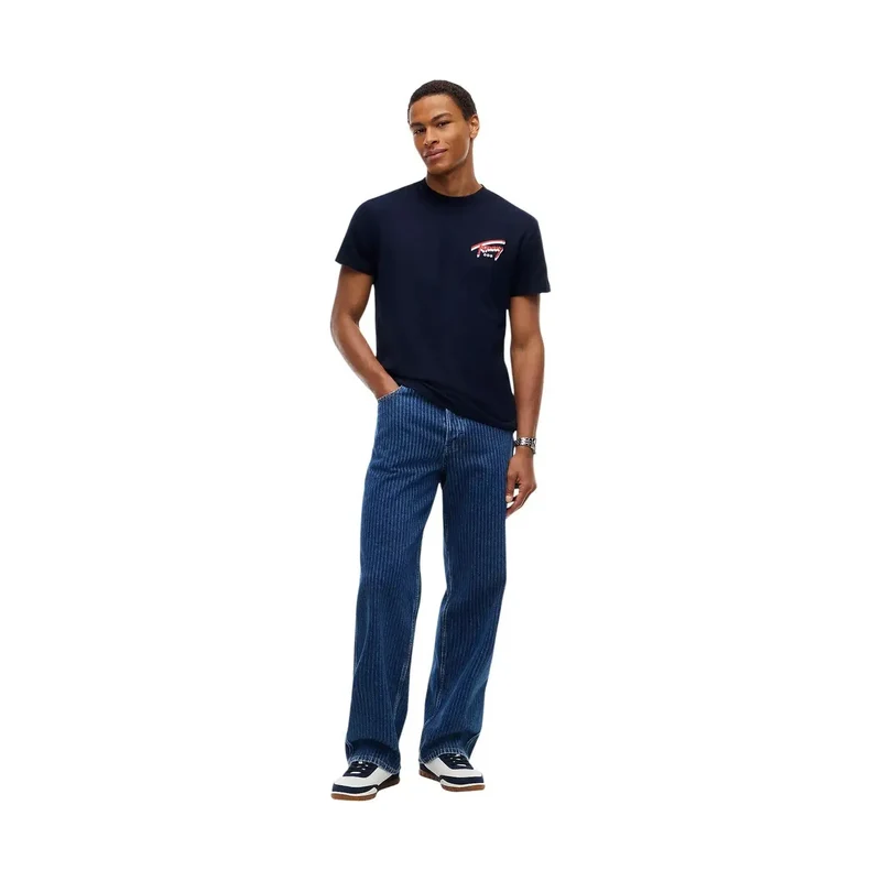 Tommy Hilfiger Herren T-Shirt aus blauer Bio-Baumwolle