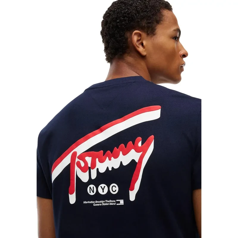 Tommy Hilfiger Herren T-Shirt aus blauer Bio-Baumwolle