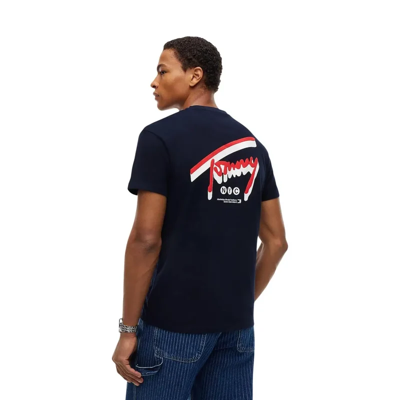 Tommy Hilfiger Herren T-Shirt aus blauer Bio-Baumwolle