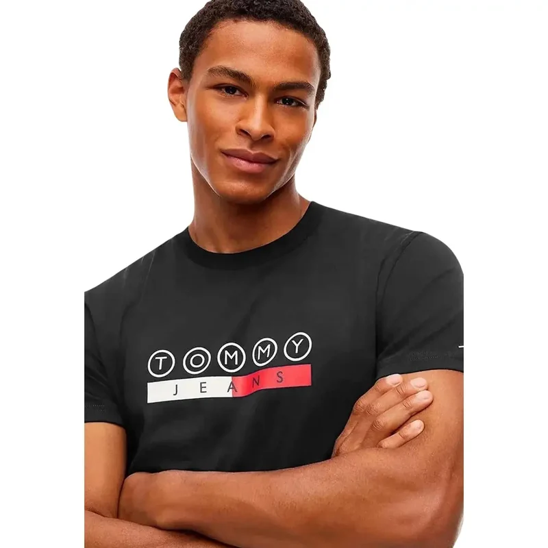 Tommy Hilfiger Schwarzes Herren-T-Shirt aus Baumwolle