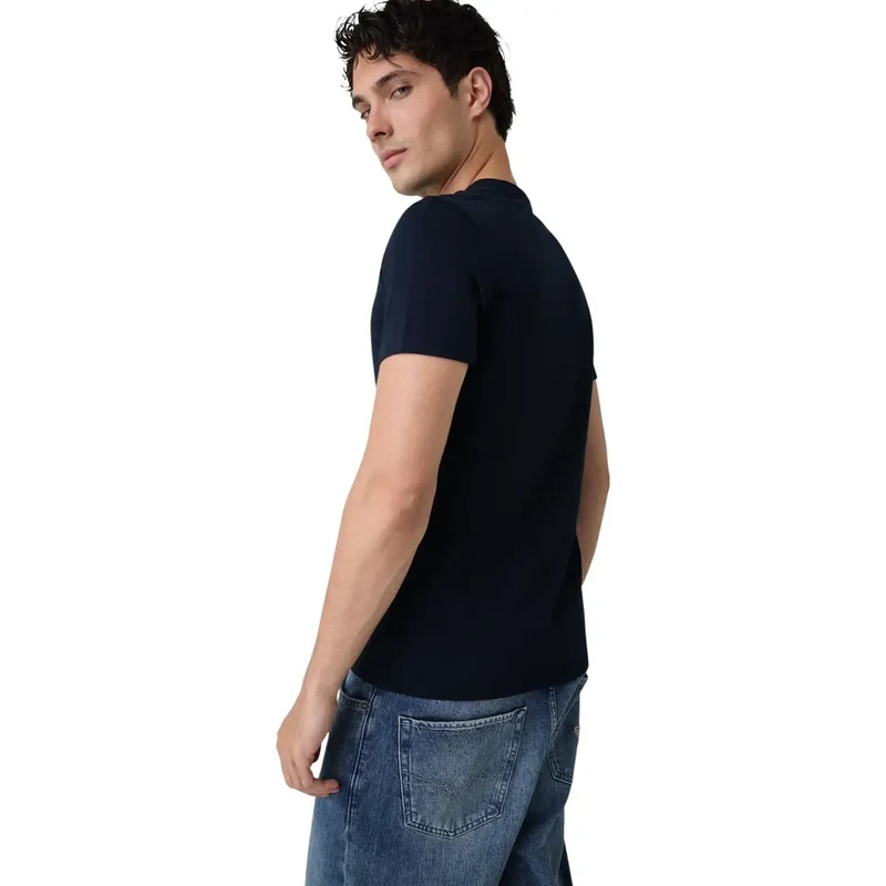 Guess Herren Blaues Baumwoll-T-Shirt mit Rundhalsausschnitt, extra schmal geschnitten