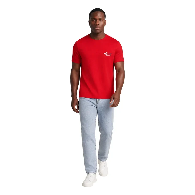 Tommy Hilfiger Rotes T-Shirt für Herren aus Bio-Baumwolle