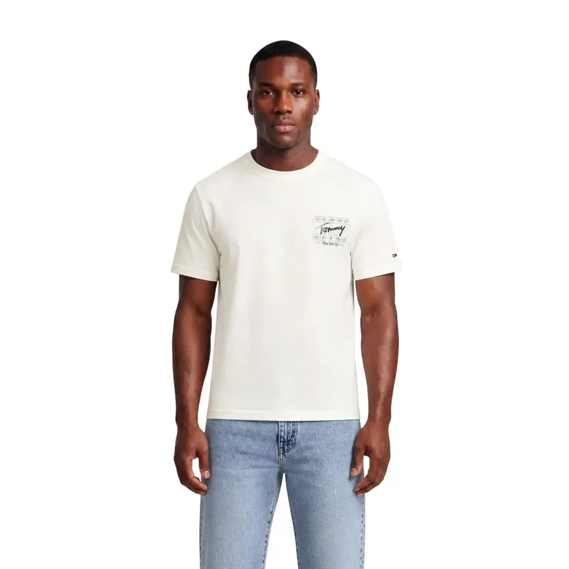 Tommy Hilfiger Weißes Herren-T-Shirt aus Bio-Baumwolle