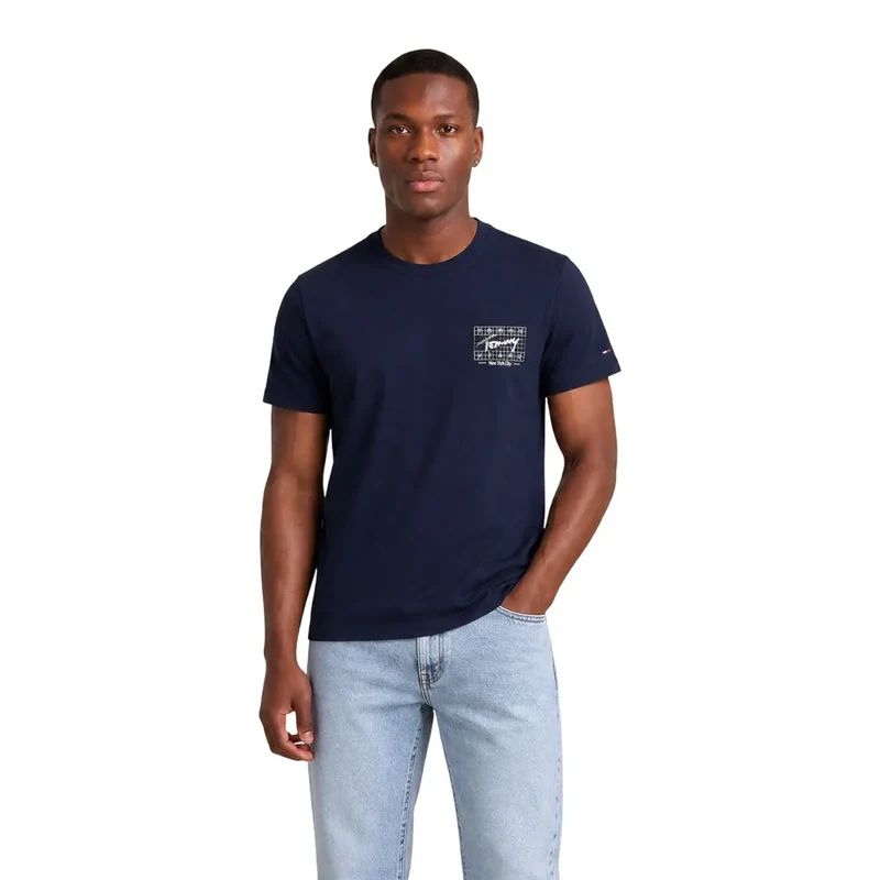 Tommy Hilfiger Herren T-Shirt aus Bio-Baumwolle, blau