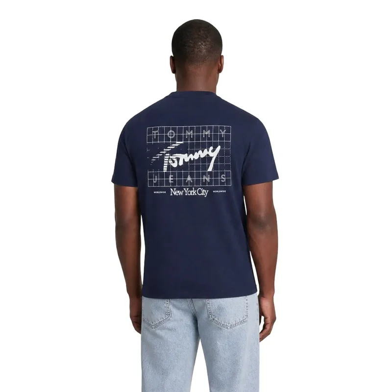 Tommy Hilfiger Herren T-Shirt aus Bio-Baumwolle, blau