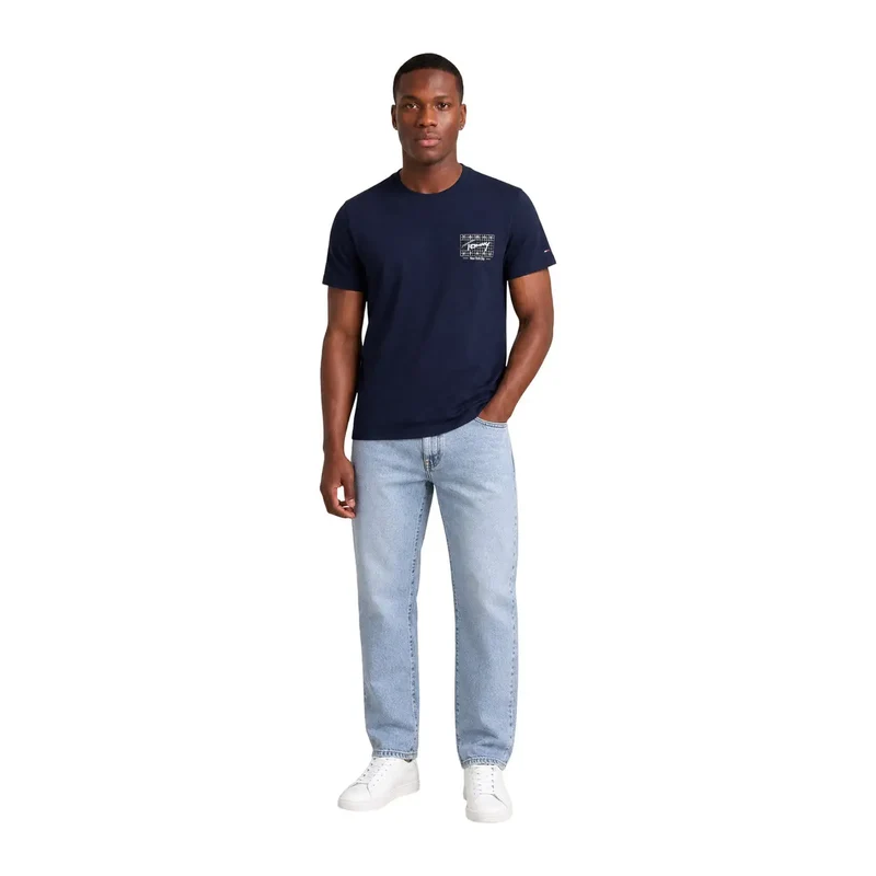 Tommy Hilfiger Herren T-Shirt aus Bio-Baumwolle, blau
