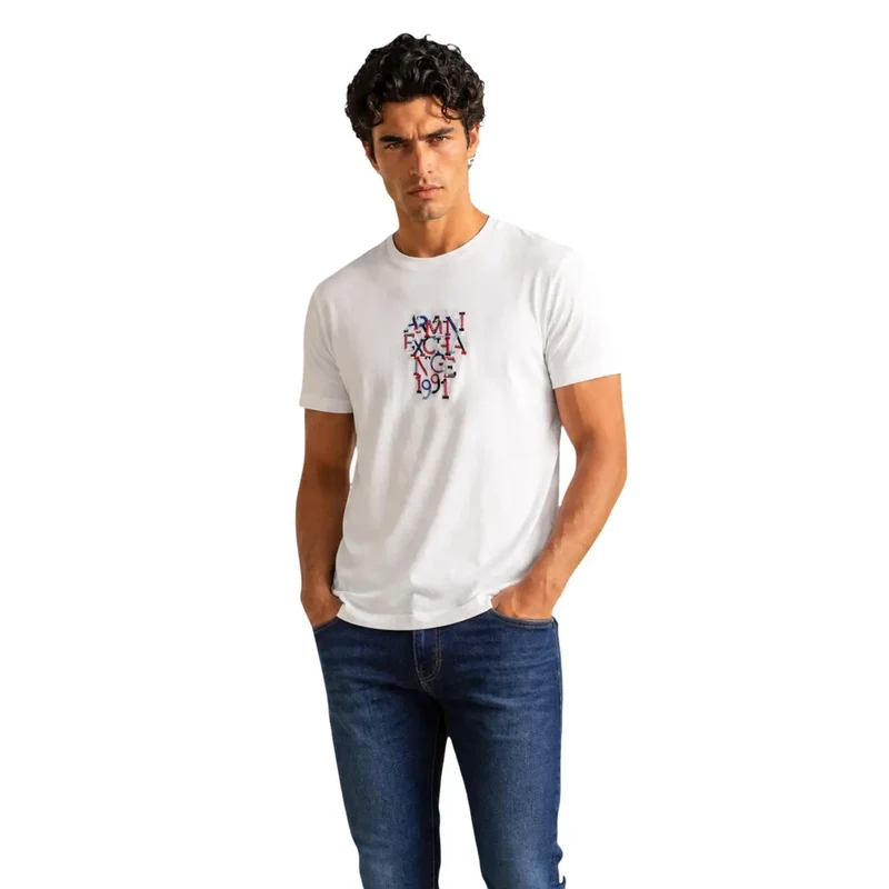 Armani Exchange Weißes Baumwoll-T-Shirt für Herren