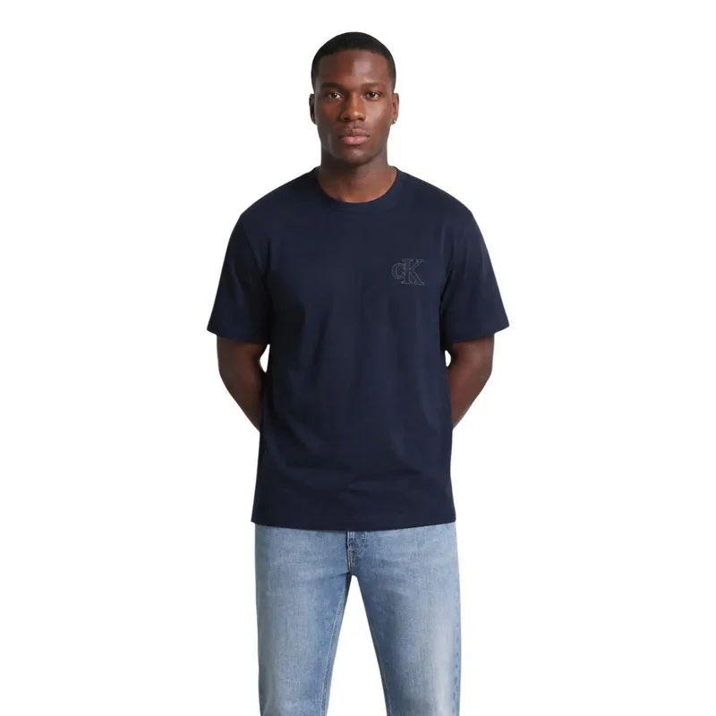 Calvin Klein Herren T-Shirt aus blauer Baumwolle mit Rundhalsausschnitt