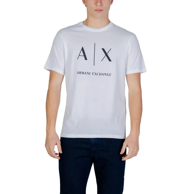 Armani Exchange Herren T-Shirt aus blauer Baumwolle mit Rundhalsausschnitt