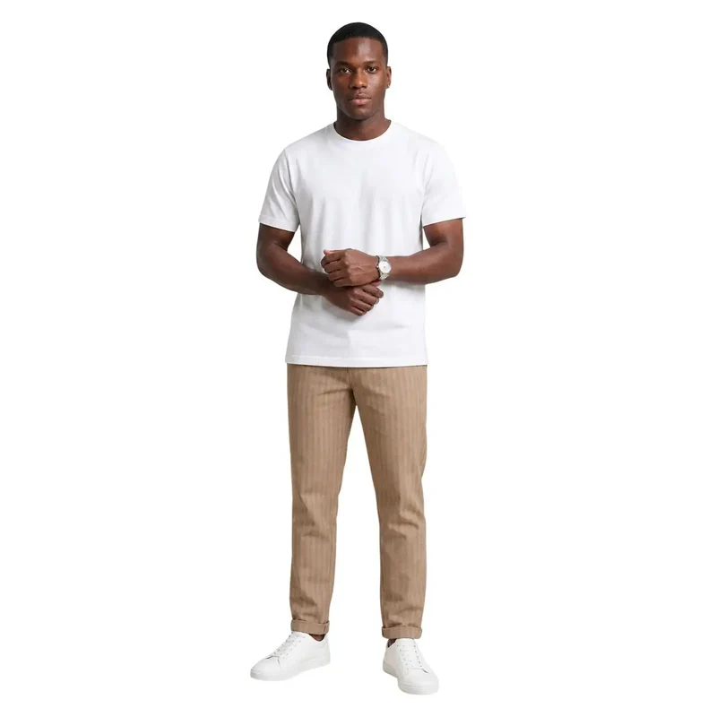 Hydra Herren Baumwoll-T-Shirt Weiß Rundhals