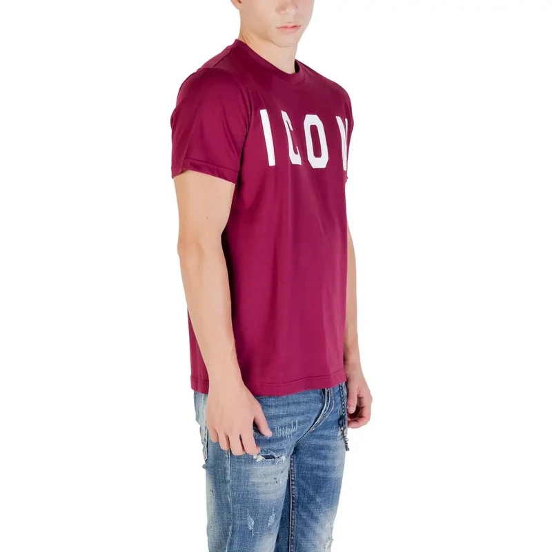 Icon Herren Bordeaux Baumwoll-T-Shirt mit Rundhalsausschnitt