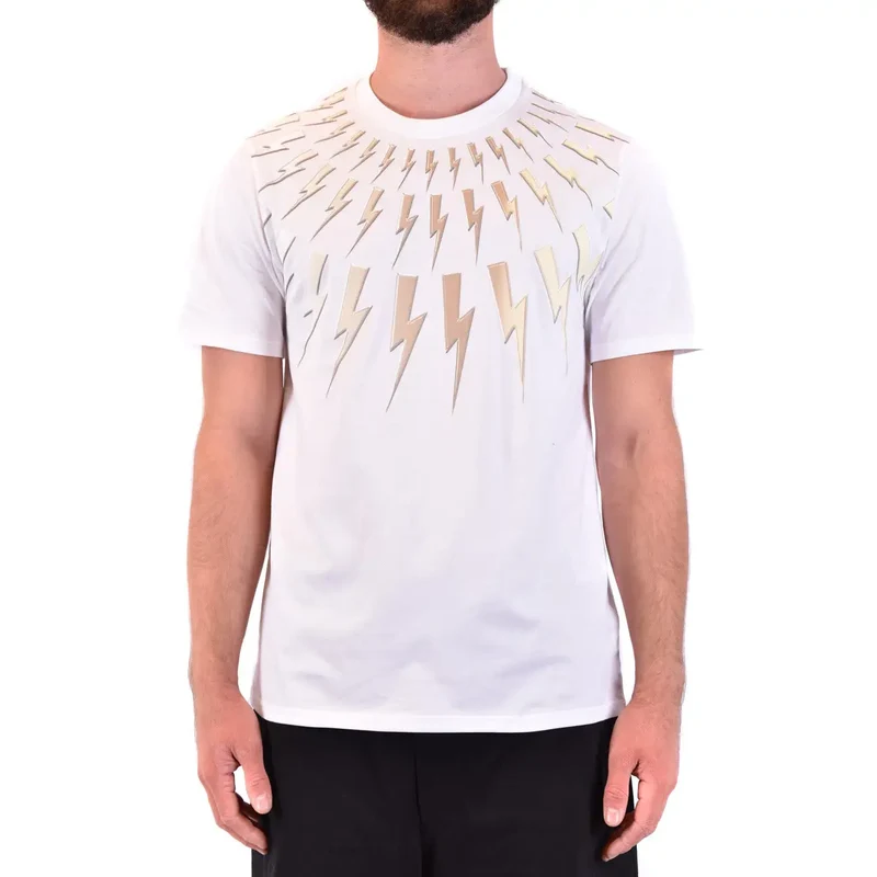 Neil Barrett Herren T-Shirt aus weißer Baumwolle mit Rundhalsausschnitt