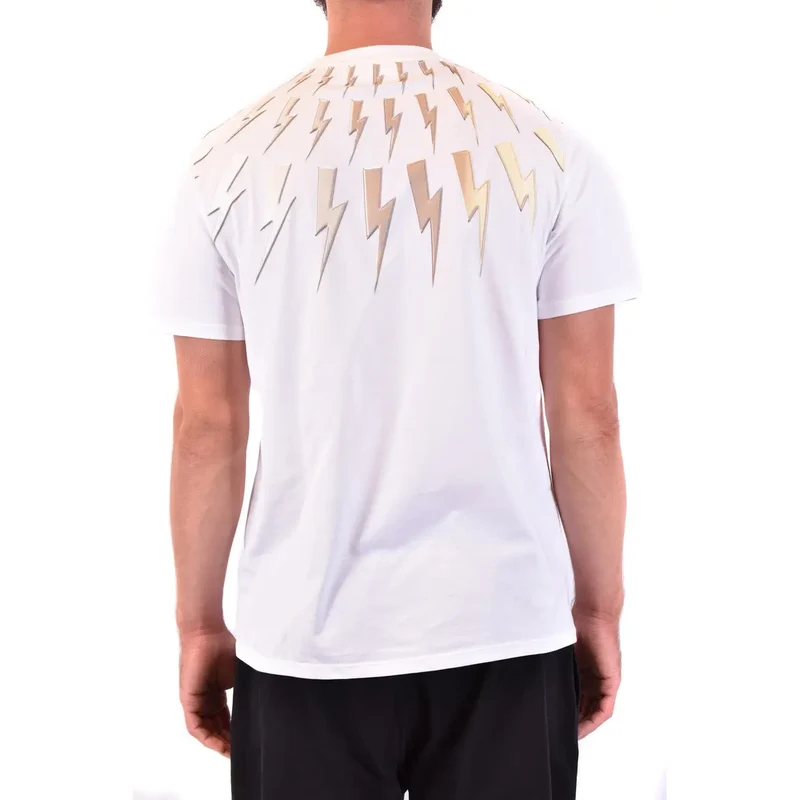 Neil Barrett Herren T-Shirt aus weißer Baumwolle mit Rundhalsausschnitt