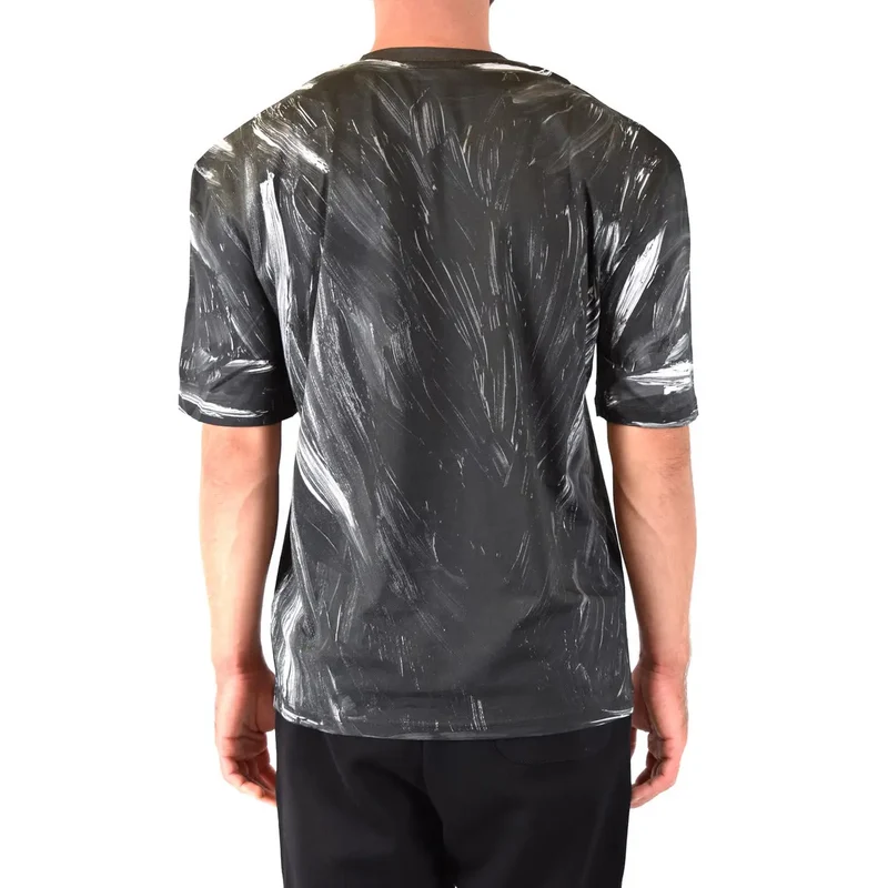 Herren-T-Shirt von Moschino aus schwarzer Baumwolle, Rundhalsausschnitt