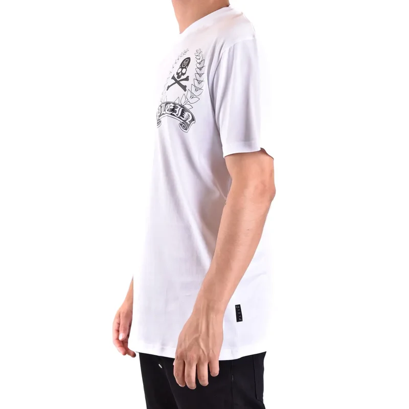 Philipp Plein Herren Weißes Baumwoll-T-Shirt Rundhals