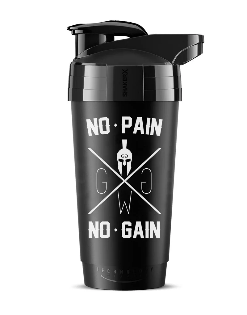 Protein Shaker 'No Pain No Gain' 700ml - Schwarz