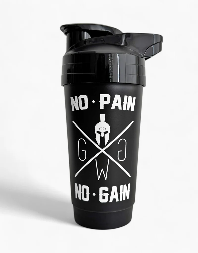 Protein Shaker 'No Pain No Gain' 700ml - Schwarz
