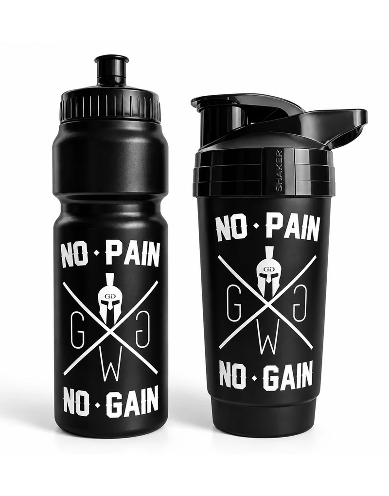 Sportflasche 'No Pain No Gain' 750ml - Schwarz