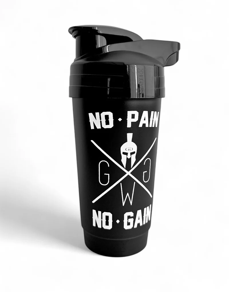 Protein Shaker 'No Pain No Gain' 700ml - Schwarz