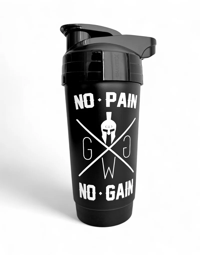 Protein Shaker 'No Pain No Gain' 700ml - Schwarz