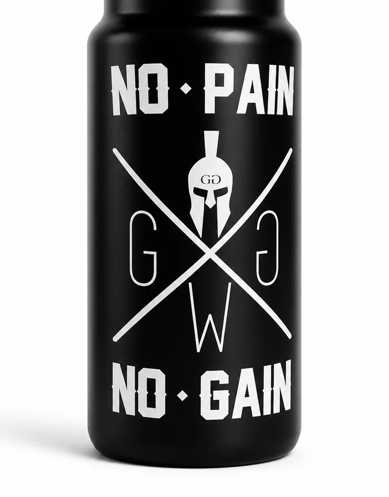 Sportflasche 'No Pain No Gain' 750ml - Schwarz