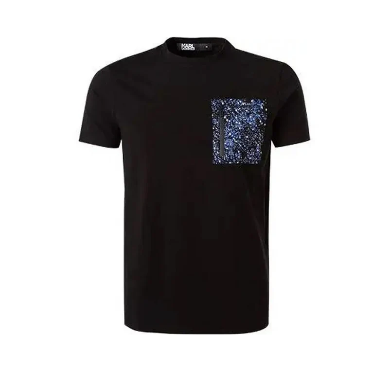 Karl Lagerfeld Schwarzes Baumwoll-T-Shirt für Herren