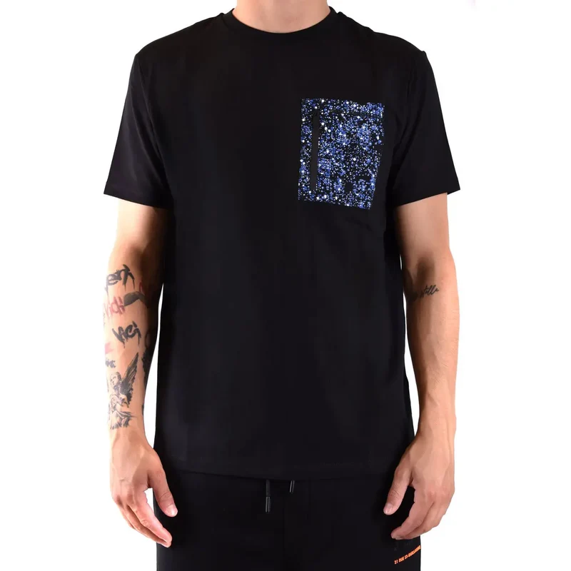 Karl Lagerfeld Schwarzes Baumwoll-T-Shirt für Herren