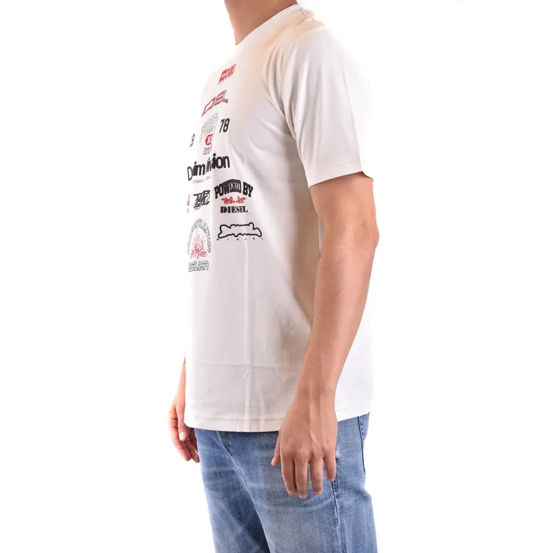 Diesel Weißes Herren-T-Shirt aus Baumwolle mit Rundhalsausschnitt