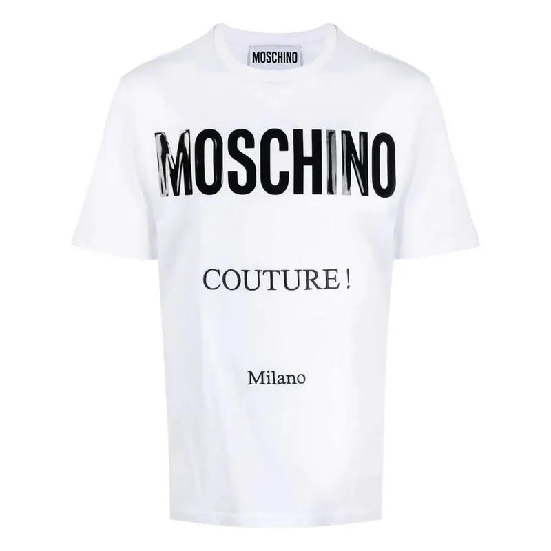 Moschino Herren T-Shirt aus weißer Baumwolle mit Rundhalsausschnitt