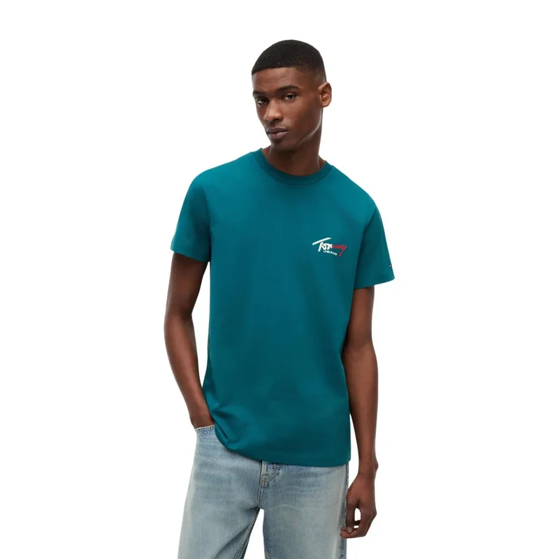 Tommy Hilfiger Herren Grünes T-Shirt aus Bio-Baumwolle