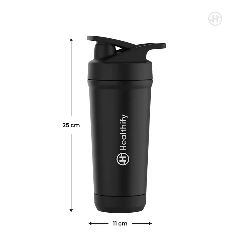 Healthify Premium Stainless Steel Protein Shaker,Leak-Proof Metal Shaker for Men & Women, BPA Free 700ML