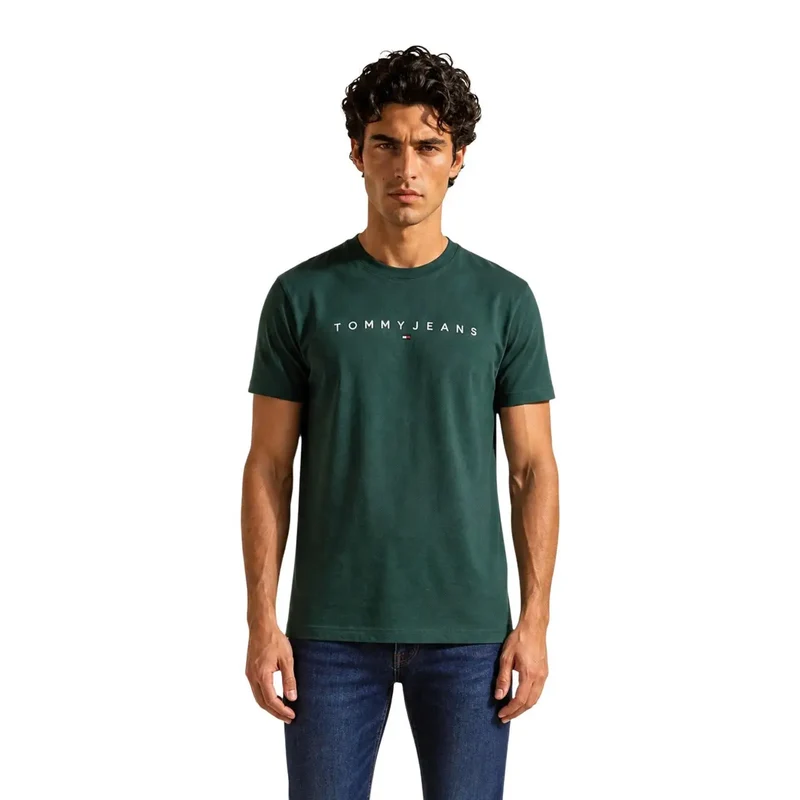Tommy Hilfiger Grünes Herren-T-Shirt aus Bio-Baumwolle, normale Passform