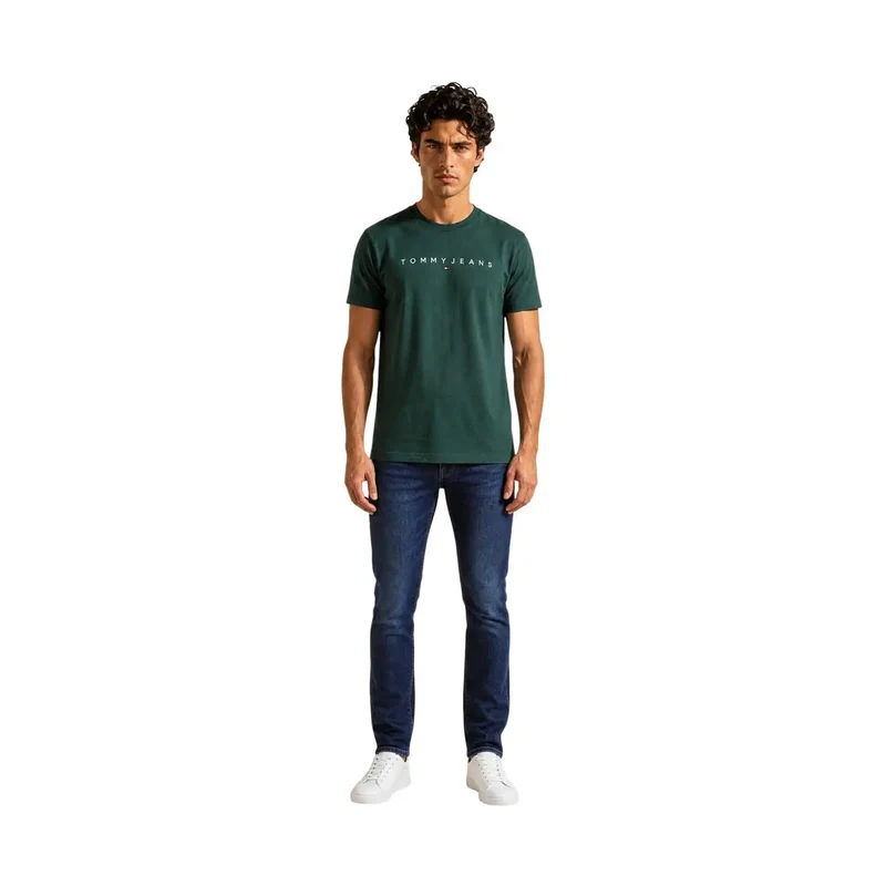 Tommy Hilfiger Grünes Herren-T-Shirt aus Bio-Baumwolle, normale Passform