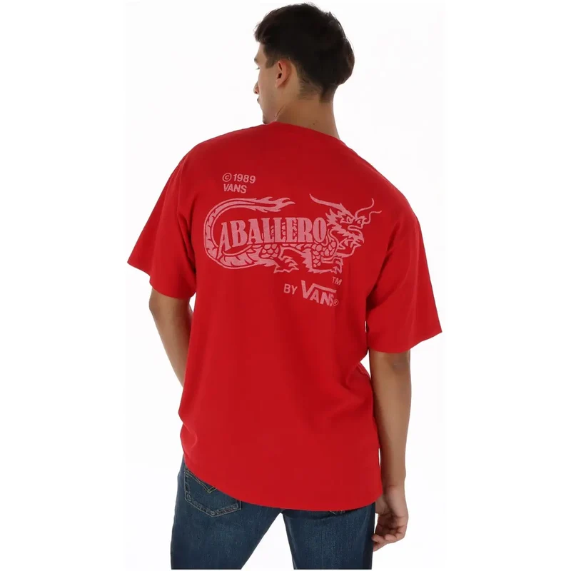 Vans Herren Baumwoll-T-Shirt, rot, Rundhalsausschnitt