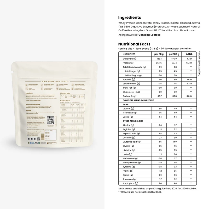 Classic Vanilla - 25.5 g Protein Powder - Pack of 1 KG