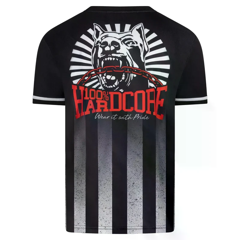 100% HARDCORE Soccer T-Shirt "Striped Distorted" | Black