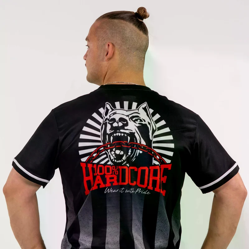 100% HARDCORE Soccer T-Shirt "Striped Distorted" | Black