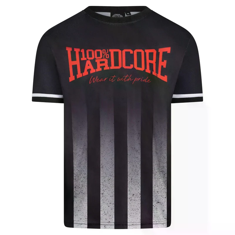 100% HARDCORE Soccer T-Shirt "Striped Distorted" | Black
