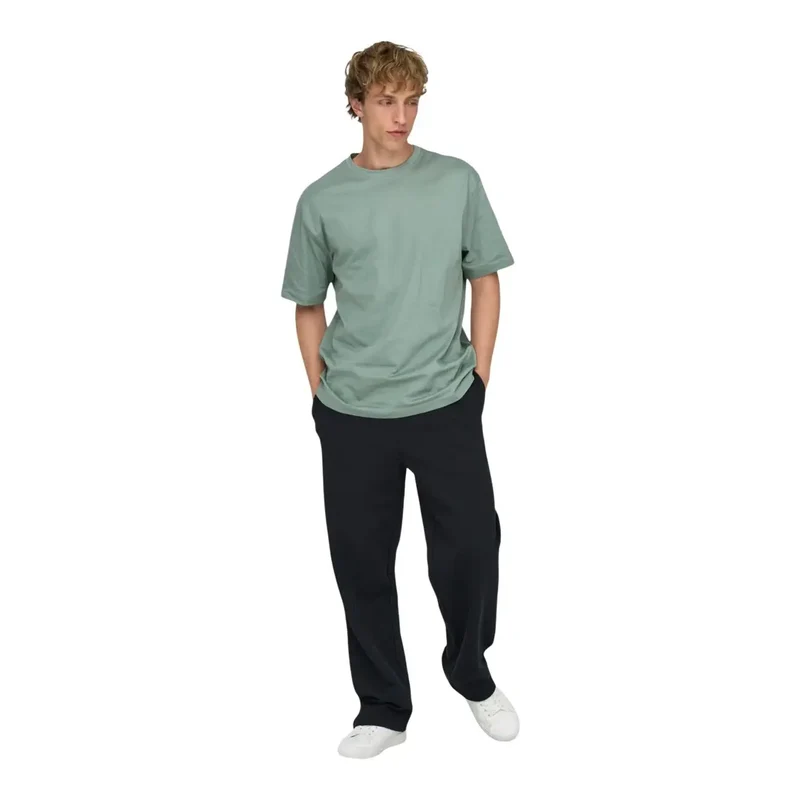 Only And Sons Herren T-Shirt aus grüner Baumwolle, bequeme Passform