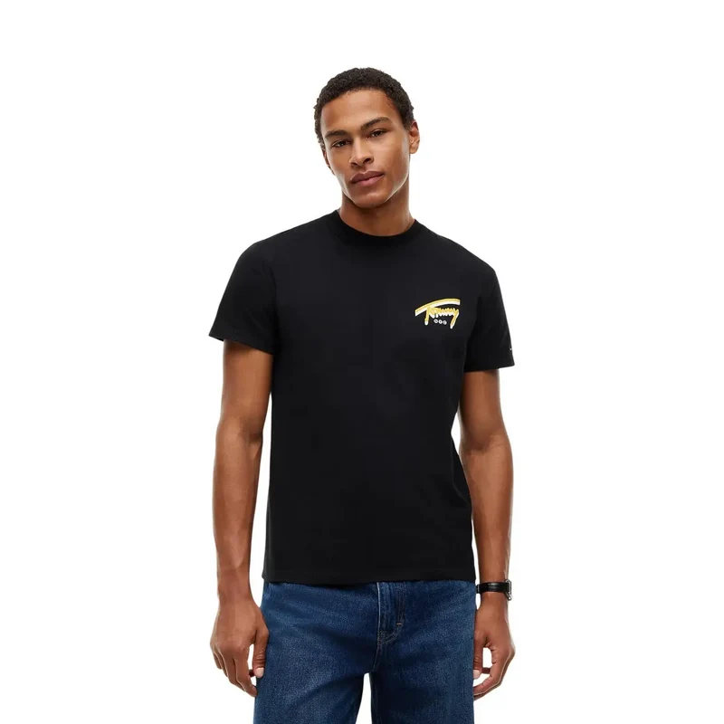 Tommy Hilfiger Schwarzes T-Shirt für Herren aus Bio-Baumwolle