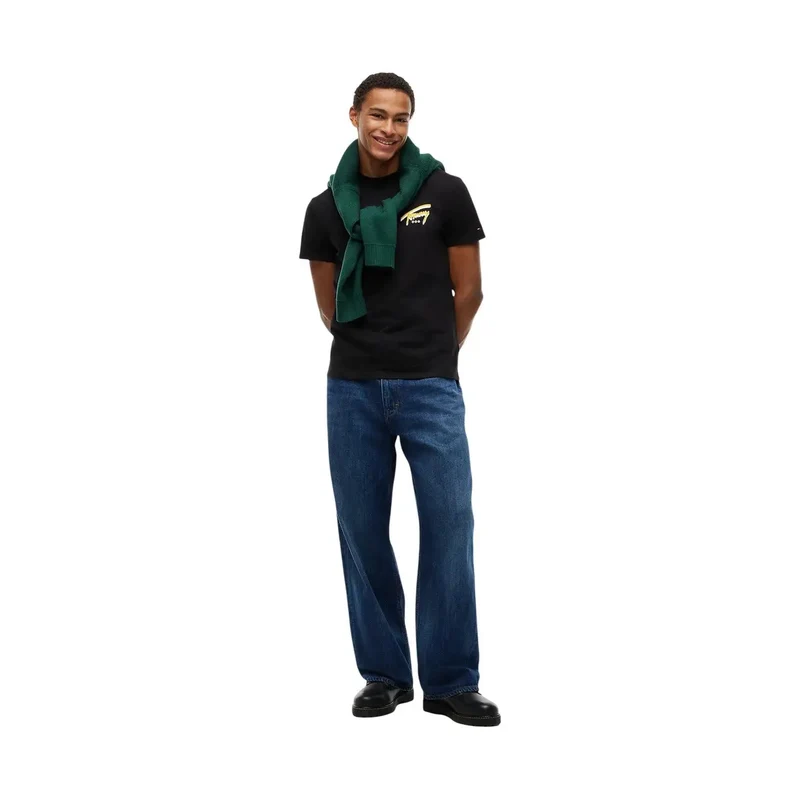 Tommy Hilfiger Schwarzes T-Shirt für Herren aus Bio-Baumwolle