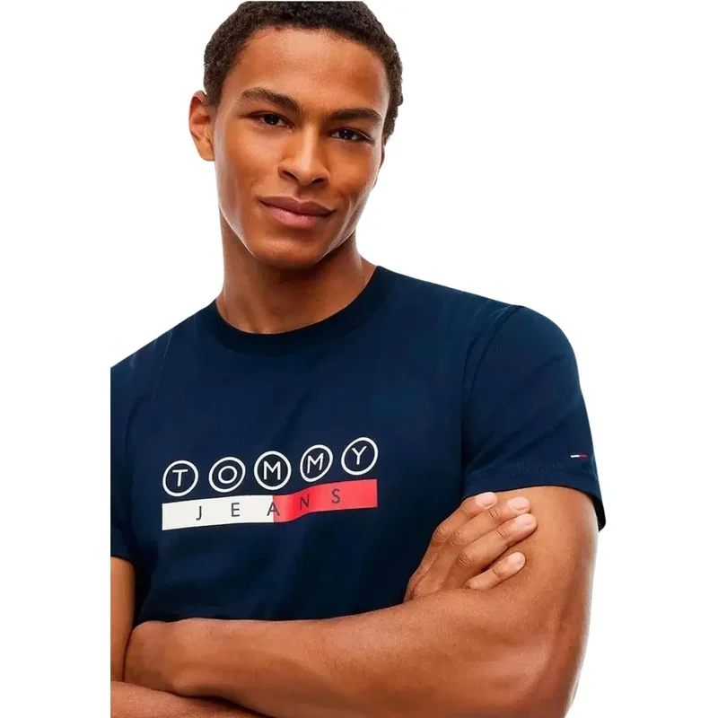 Tommy Hilfiger Herren T-Shirt aus blauer Bio-Baumwolle