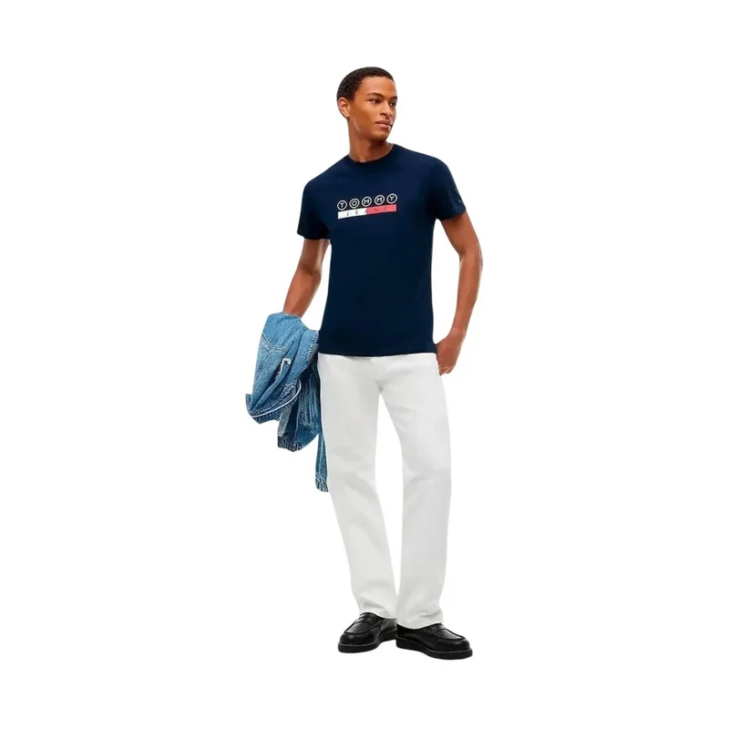 Tommy Hilfiger Herren T-Shirt aus blauer Bio-Baumwolle