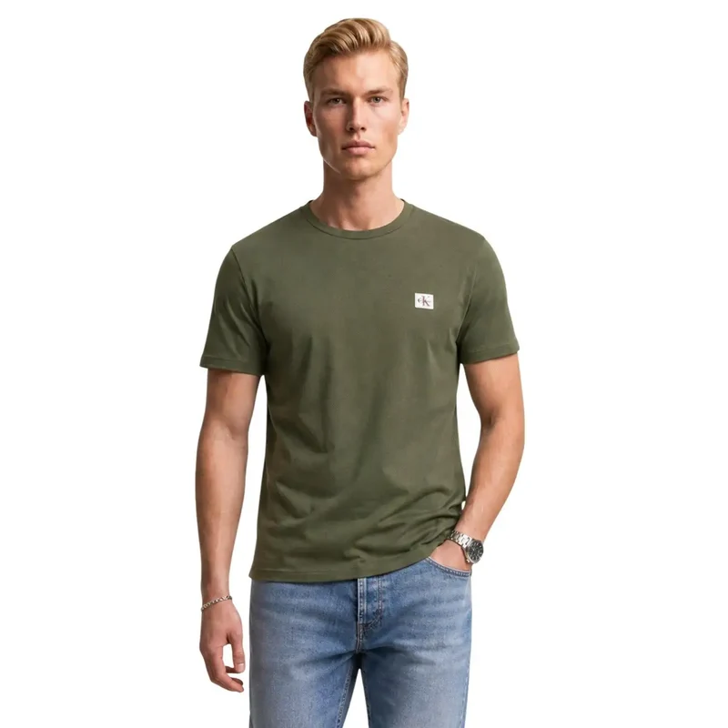 Calvin Klein Grünes Herren-T-Shirt aus Baumwolle