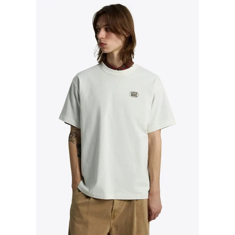 Vans Herren Weißes Baumwoll-T-Shirt Rundhalsausschnitt