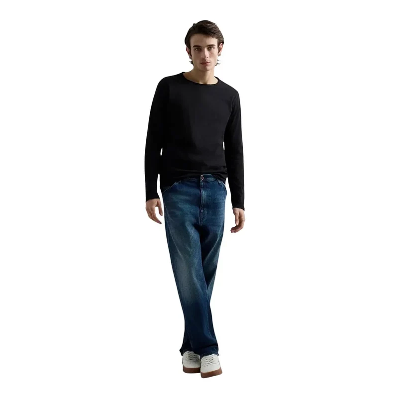 Replay Herren Schwarzes Langarm-T-Shirt aus Baumwolle