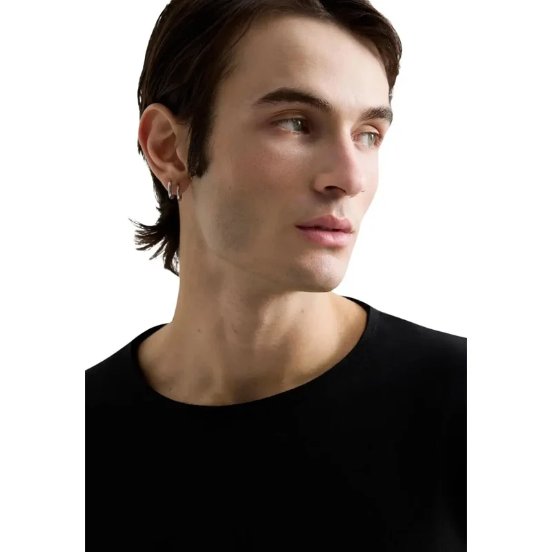 Replay Herren Schwarzes Langarm-T-Shirt aus Baumwolle