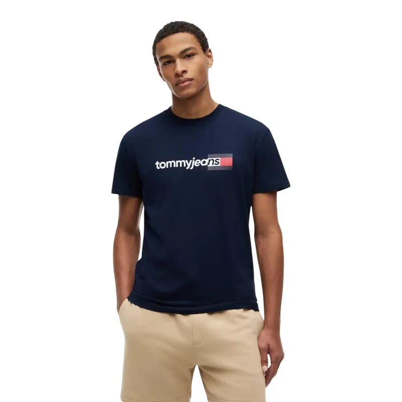 Tommy Hilfiger Herren T-Shirt aus blauer Bio-Baumwolle