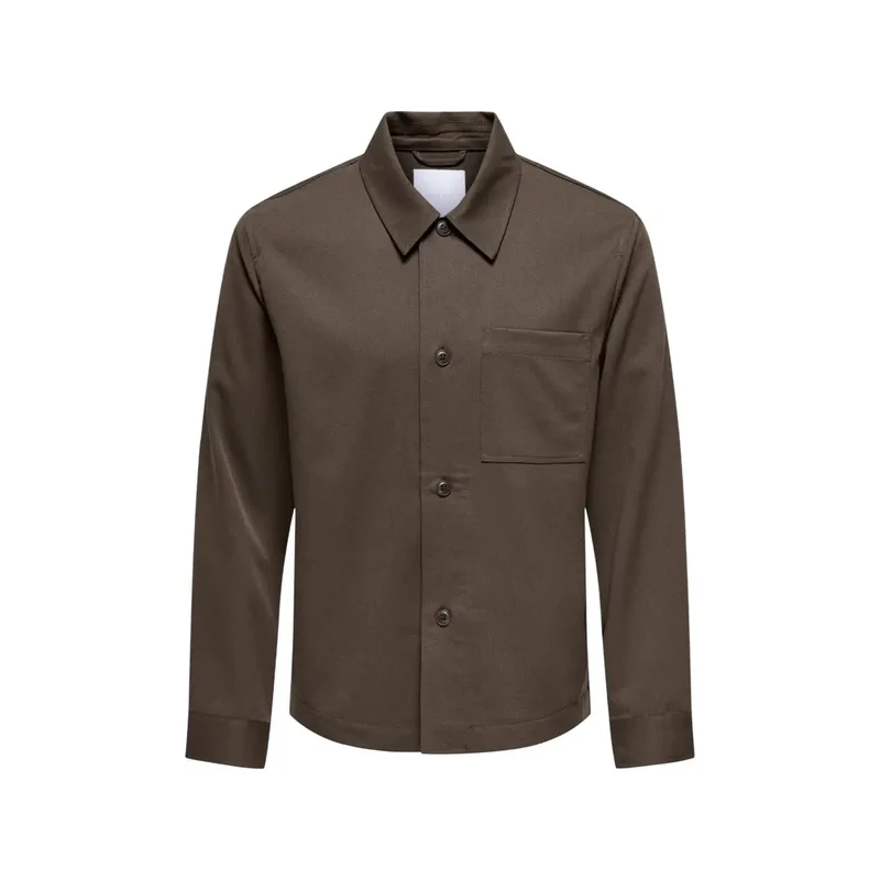 Only And Sons Herren-Overshirt, braun, normale Passform