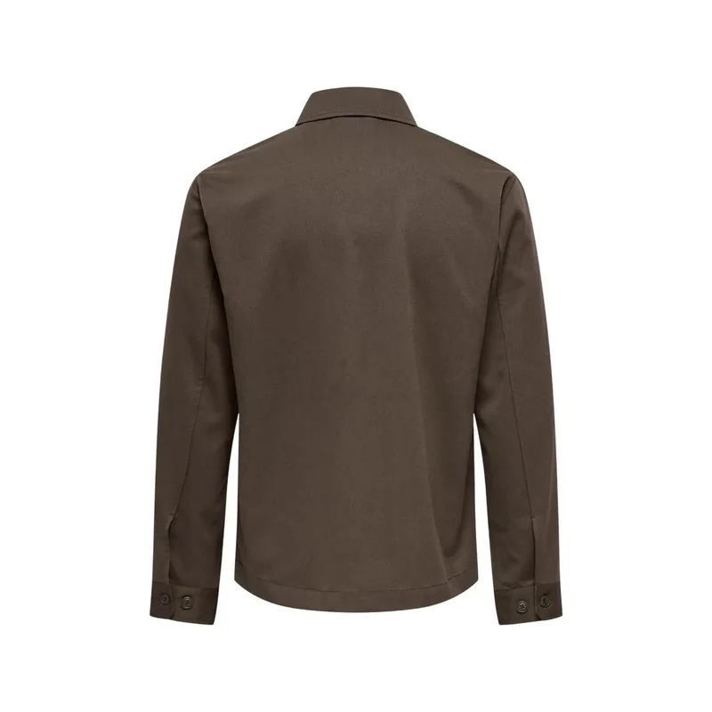 Only And Sons Herren-Overshirt, braun, normale Passform